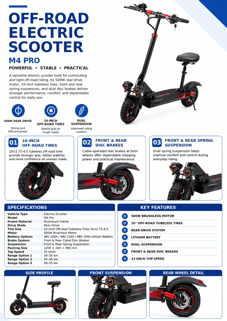 M4 Pro off-road electric scooter product sheet
